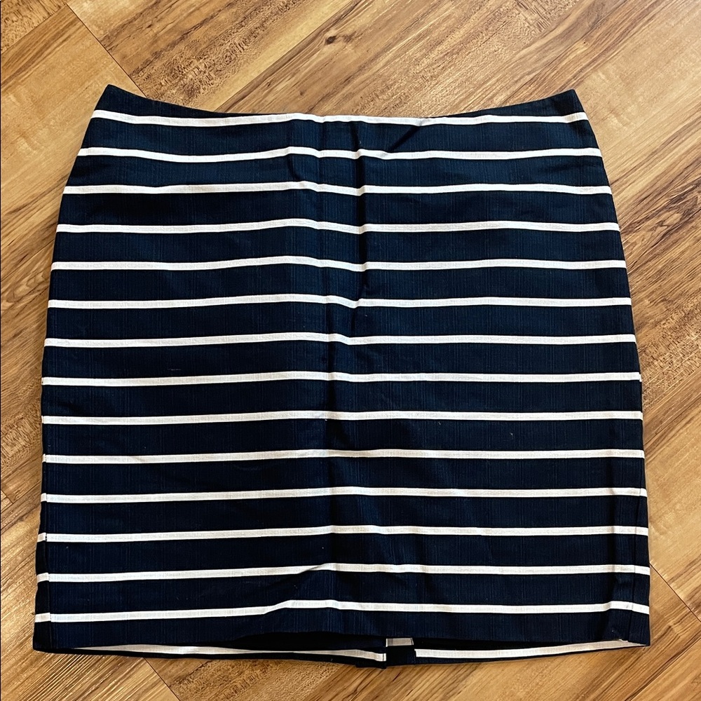 Banana Republic Navy and White Striped Pencil Skirt